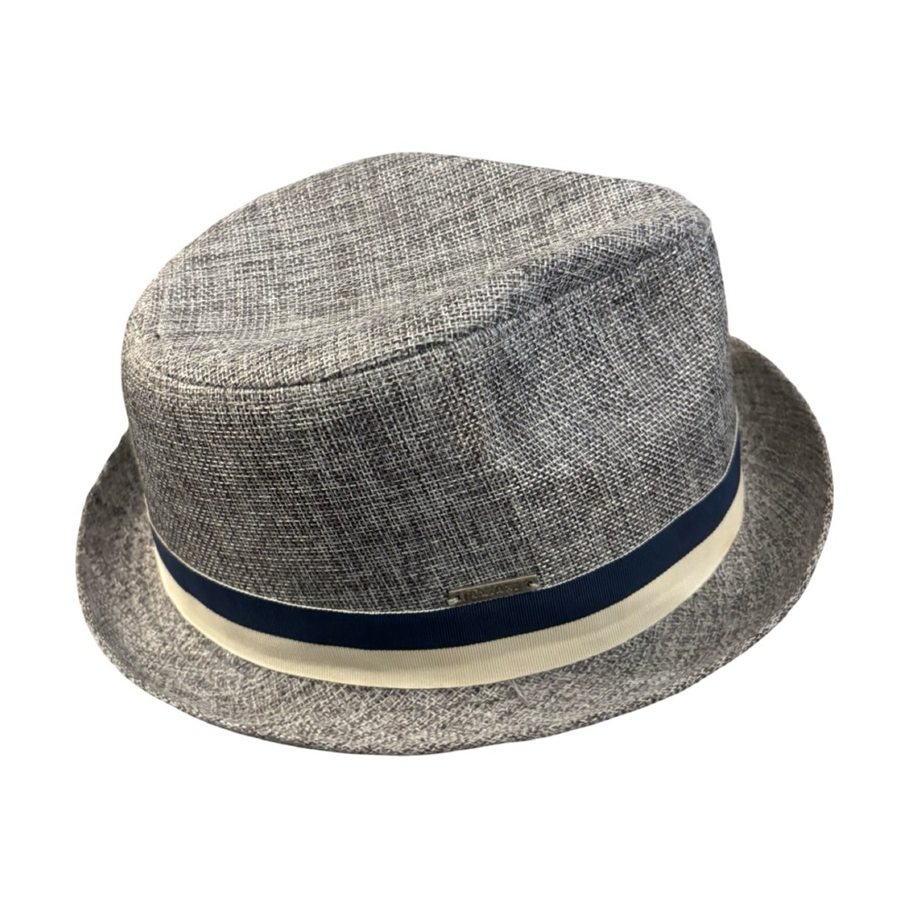 Amiani Men’s Gray Linen Blend Beach Stylish Classy Fedora Hat